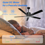 BECLOG Ceiling Fan with Remote Control, Ceiling Fans 52" Outdoor/Indoor with 6 Speeds Reversible DC Motor Ceiling Fans No Lights Modern Black for Kitchen, Living Room, Farmhouse, Patios BECLOG