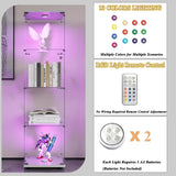 lunhung 4-Shelf Glass Display Cabinet with LED Lights & Lock, Glass Curio Cabinet w/Tempered Glass Single Door, Collection Display Case Bookshelf for Living Room 64.7" Hx 16.7" Wx 14.3" D(White) lunhung