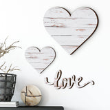 Chitidr 3 Pieces Heart Shaped Wood Sign Heart-Shaped Wooden Wall Sign Wood Heart Wall Decor Rustic Hanging Sign Wooden Heart Plaque for Home Farmhouse Living Room Bedroom (White) Chitidr