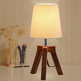 Dreamholder Wood Bedside Table Lamp, Tripod Desk Lamp with On-Off Switch, Nightstand Lamp with Fabric Shade for Reading, Bedroom, Living Room, Office, Walnut Base with Linen Shade(Without Bulb) Dreamholder