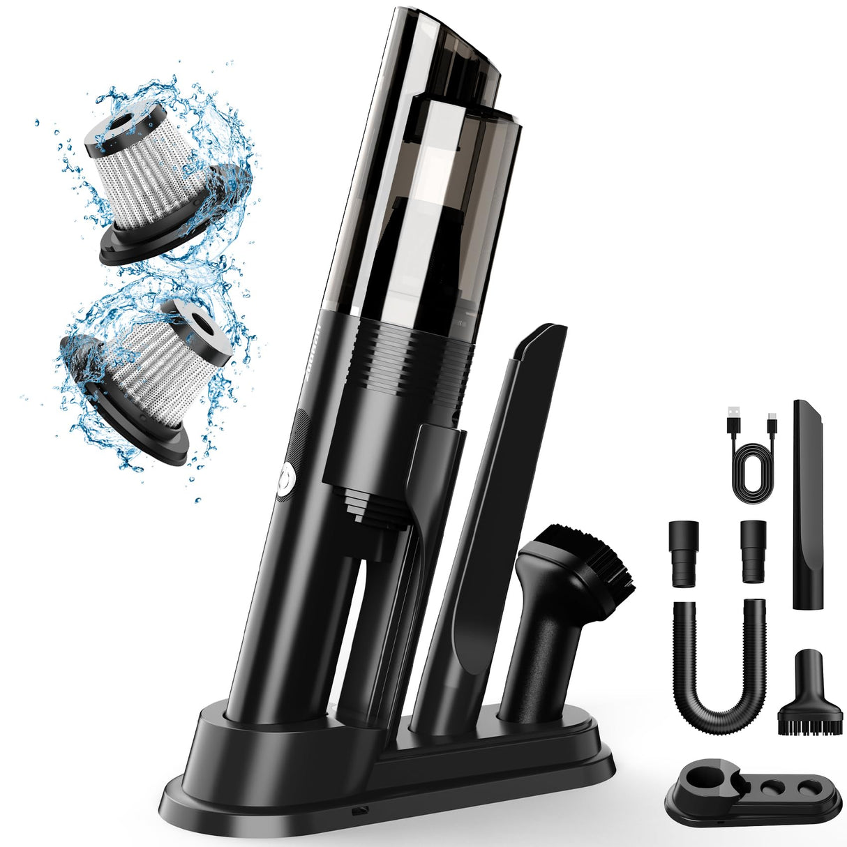 Handheld Vacuum Cordless, Portable Car Vacuum with 2-Speed, 10KPA Powerful Suction Vacuum Cleaner with Charging Dock, Lightweight 4-in-1 Mini Hand Held Vacuum for Car Home Pet Office and Pet Hair Upbooz