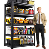 TXTDPL 3000 LBS Storage Shelves, 72" H Garage Shelving, 5-Tier Heavy Duty Shelf, Steel Shelving, Adjustable Shelving Unit, Easy to Assemble, for Garage, Warehouse, Basement Storage Shelving, Black TXTDPL