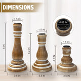 Taper Candle Holders Set of 3, Rustic Wooden Candlestick Holders, Farmhouse Wood Candle Stand, Vintage Candles Stick Tapered Holder for Living Room, Table Centerpiece (Brown) CEDARLUX