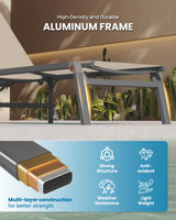 Vexwalx Chaise Lounge Outdoor, Foldable Aluminum Pool Lounge Chairs with 5 Positions Recliner - Free Assembly - Patio Chaise Lounge Chair for Poolside, Beach, Yard (Khaki) Vexwalx