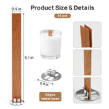 Wooden Candle Wicks, 100 Pcs Wood Wicks Candle Making Wicks with Stand for Candle Making (50 Set) Catephe