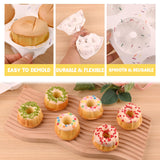 HUAKENER 2 Pcs Mini Bundt Cake Pan, 6-Cavity Fluted Tube Cake Pan, Non-stick Silicone Baking Mold for Cupcakes, Donuts, Muffins, Cornbread, Brownies, Jellies HUAKENER