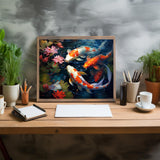 ZUVRDIAI Paint by Number for Adults, Pond Deciduous Koi Fish, DIY Oil Painting Kit on Canvas with Paintbrushes and Acrylic Paint, 40x50cm, Without Frame ZUVRDIAI