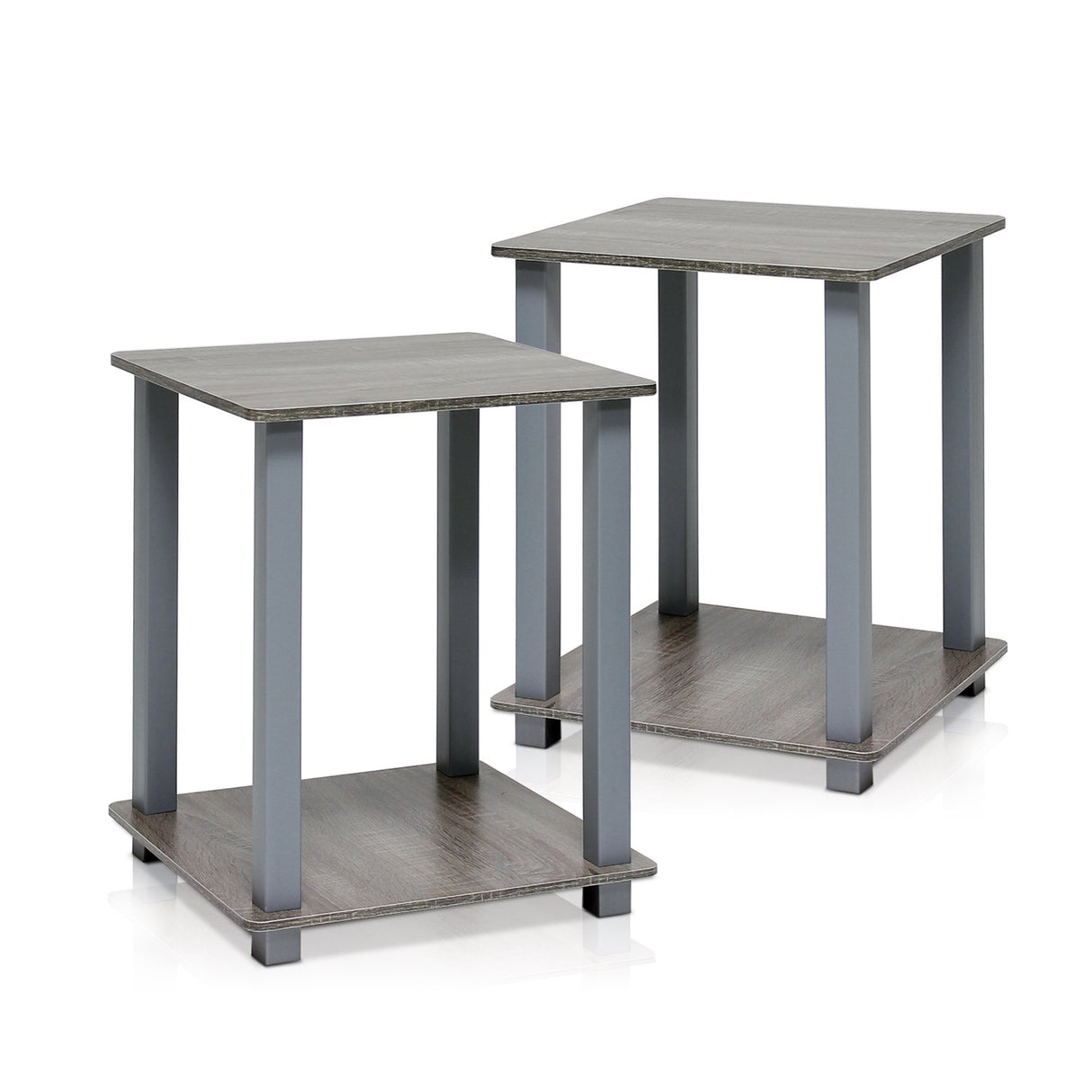 Furinno Simplistic Set of 2 End Table, French Oak Grey/Grey Furinno