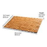 GOBAM Rollable Bamboo Bathroom Floor Mat - Non-Slip Bathtub Mat for Spa, Sauna, Kitchen, Outdoor Shower, RV, Water-Resistant Wooden Shower Mat - Natural, 23.6 x 15.7 inch GOBAM