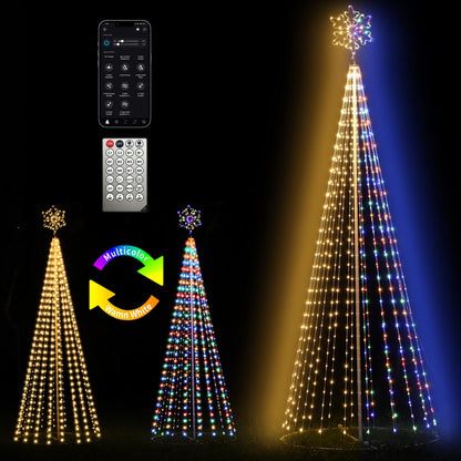 GOZFLVT Outdoor Lighting Christmas Tree Lights, 12FT Smart LED Outside Christmas Tree LightShow App Control with 700 LED Lights Color Changing Sync Musical APP & Remote Control Christmas Tree