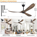 60 Inch Solid Wood Ceiling Fan No Light,Propeller Outdoor Ceiling Fans Without Lights with Wall Switch and Remote Control,Quiet DC Motor,3 Blades Ceiling Fan for Patios,Living Room,Bedroom Neatmeat