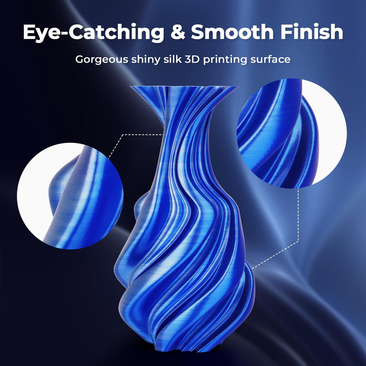 AMOLEN Silk PLA 3D Printer Filament, Dual Color Blue Silver PLA 1.75mm, Shiny Color Change Filament 3D Printing PLA Filament for Most FDM 3D Printer, 1kg Spool(2.2lbs) AMOLEN