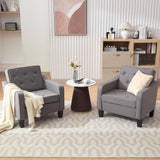 STHOUYN Living Room Chairs Accent Chairs Set of 2, Waiting Room Arm Chairs, Reading Chairs for Bedroom Comfy Club Chair Tufted, Office Small Space (2, Grey) STHOUYN
