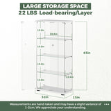 HAMBING Glass Display Cabinet with LED Lights and Lock, 4-Shelf Tempered Glass Curio Cabinet with 2 Doors, Collectible Display Showcase for Living Room, Bedroom – White HAMBING