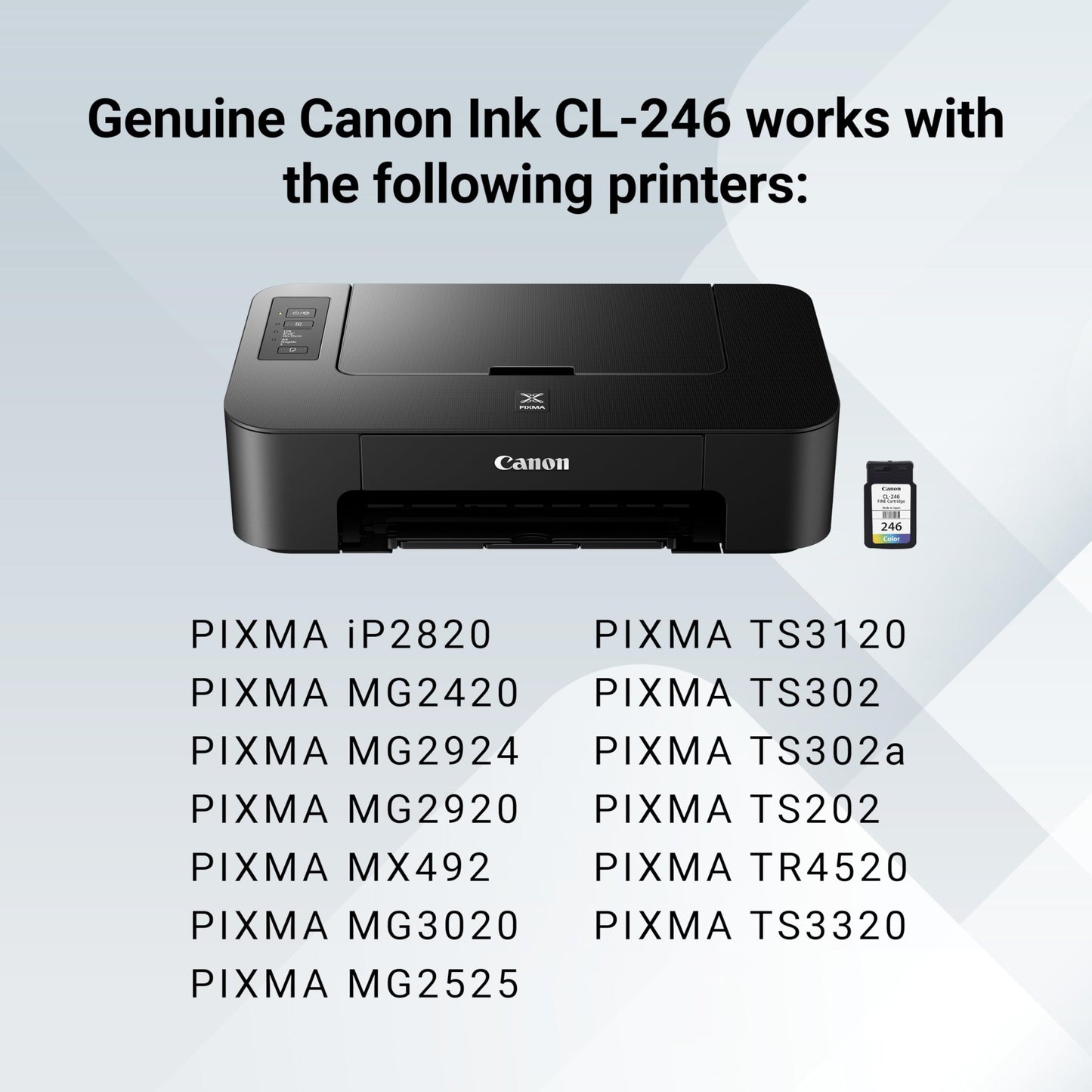 Canon CL-246 Genuine Color Ink Cartridge, Compatible with iP2820, MG2420/2924/2920/3020/2522/2525, MX492, TS3120/302/302a/202/202a/4520/3320