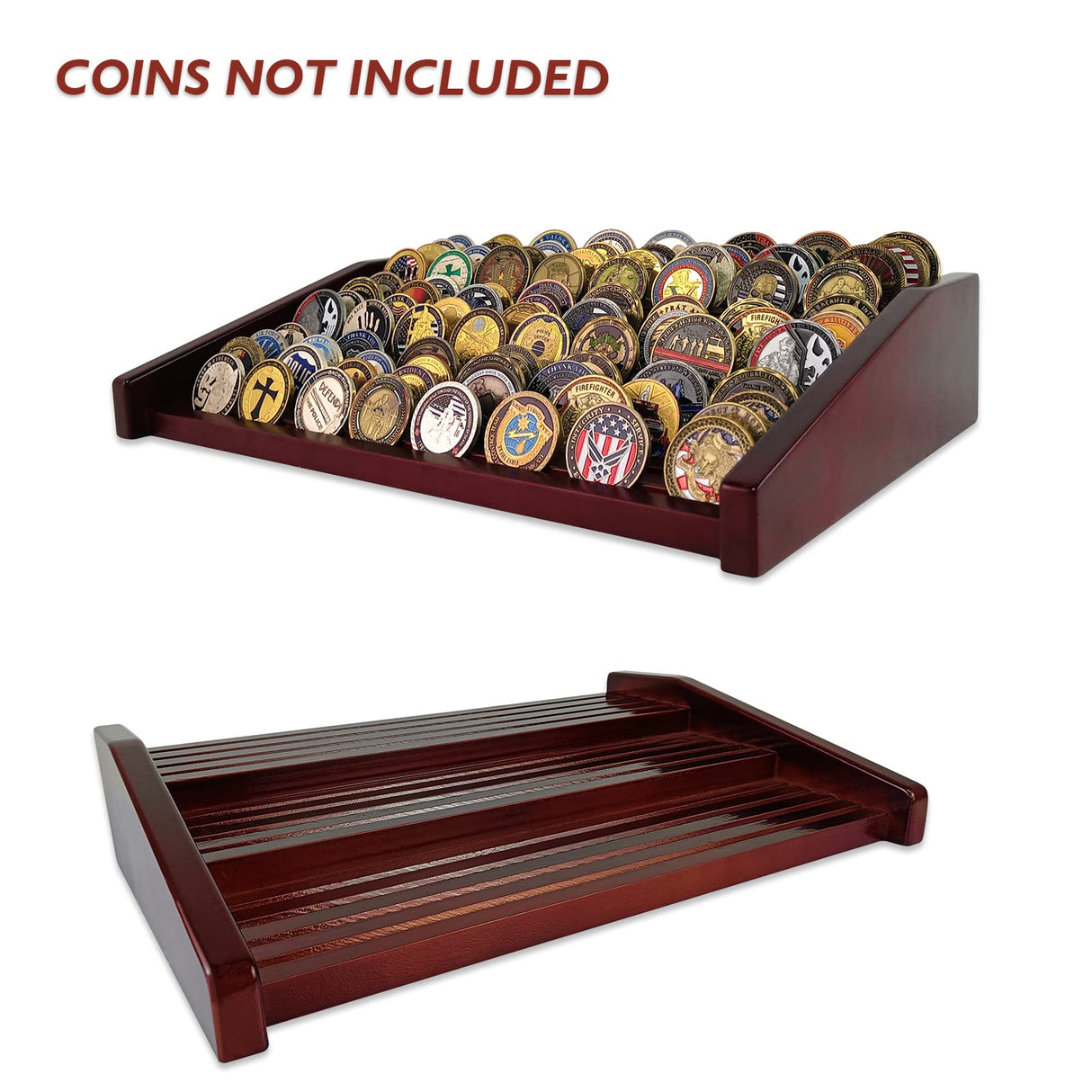 ASmileIndeep 12 Rows Challenge Coin Display Holder for Desk Military Coin Display Stand Holds 90-100 Coins Military Challenge Coin Display Case Rack ASmileIndeep