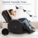 FURNIMAT Recliner Chairs for Adults, Massage Rocker with Heated Modern Ergonomic Lounge 360 Degree Swivel Single Sofa Seat Living Room Lounge Recliners Brown FURNIMAT