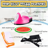 Honoson Mini Craft Iron, Small Portable Heat Press Heat Transfer Machine with Mesh Cloth Pressing Cloth Pad Silicone Pad, Charging Base Accessories for T Shirt Shoe DIY Bag(Rose Red) Honoson