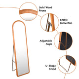 COZAYH Arched Full Length Mirror with Stand, Fully Assembled Dressing Wall-Mounted Mirror, Floor Mirror Solid Wood Frame, Large Body Mirror for Bedroom, Bathroom, Living Room Decor 60"×16" COZAYH