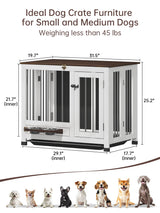 OtterOasis Dog Crate Furniture, Dog Kennel Indoor Foldable and Portable, Sturdy Wooden Dog Crate End Table Easy Assembly with 360° Rotating Feeder and Detachable Tray for Small Dogs, Medium Dogs OtterOasis