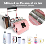 BetterSub 3in1 Tumbler Mug Heat Press Machine 30 OZ 20 OZ 16 OZ Sublimation Straight Skinny Tumbler Mug 3 OZ 1.5 OZ Shot Glass,11 OZ 15 OZ 16 OZ Sublimation Mug Heat Transfer Pink BetterSub