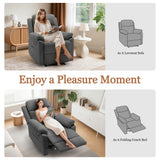 Korser Recliner Chair, Small Recliners for Small Spaces, Upholstered Manual Recliner with Side Pockets, Comfy Corduroy Chairs for Living Room, Bedroom, Reading, Grey Korser