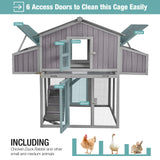 Chicken Coop Outdoor Super Easy to Assemble Large Hen House Wooden Poultry Cage with Nesting Box and Run Suumerpety