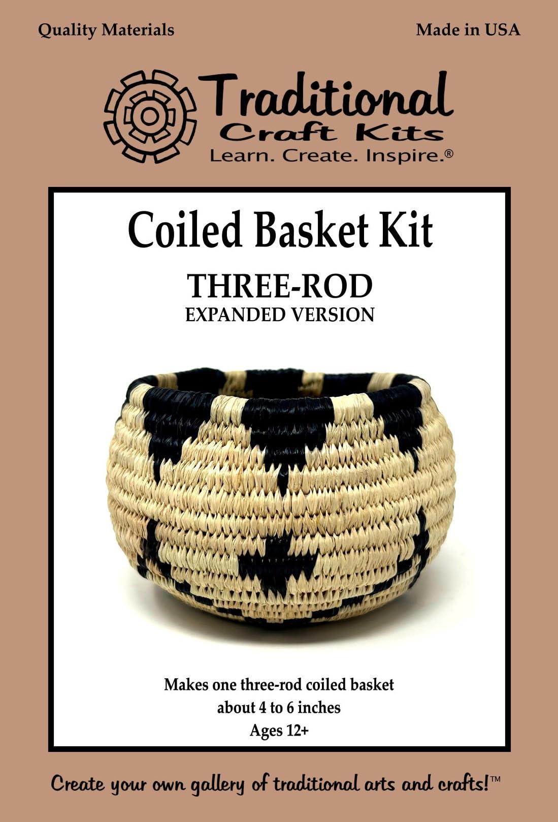 Traditional Craft Kits Coiled Basket Weaving Kit (Three-Rod, Expanded Version) - Weave Kit for Kids and Adults Complete with Basket Weaving Supplies and Instructional Booklets Traditional Craft Kits