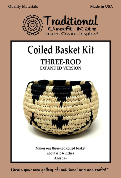 Traditional Craft Kits Coiled Basket Weaving Kit (Three-Rod, Expanded Version) - Weave Kit for Kids and Adults Complete with Basket Weaving Supplies and Instructional Booklets Traditional Craft Kits