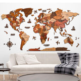 TUPAFJU 3D LED Wood+Acrylic World Map Wall，Extra Large Size 59/79/98/118in，3D Wall Art Décor,Art Modern Home Decor Gifts LED Lighting Wall Decor,Living Room Hanging Mural(A,Small) TUPAFJU
