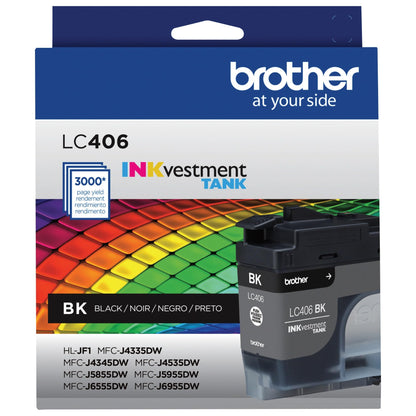 Brother Genuine LC406BK Standard Yield Black INKvestment Tank Ink Cartridge