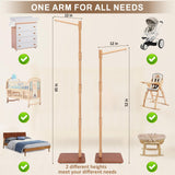 Floor-Standing Crib Mobile Arm with Music Box - 65 Inch Mobile Arm for Crib - 100% Beech Wood - Crib Mobile Motor - Volume Control - 35 Lullabies - Wooden Nursery Decor - Baby Mobile Hanger EBINGMIMA