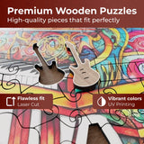 Crafthub Music Instrument Wooden Puzzles for Adults – A3 Unique Piano with 131 Pieces Wood Puzzles – Jigsaw Puzzles with Unique Animal Shapes – 11" x 11.7" CRAFTHUB