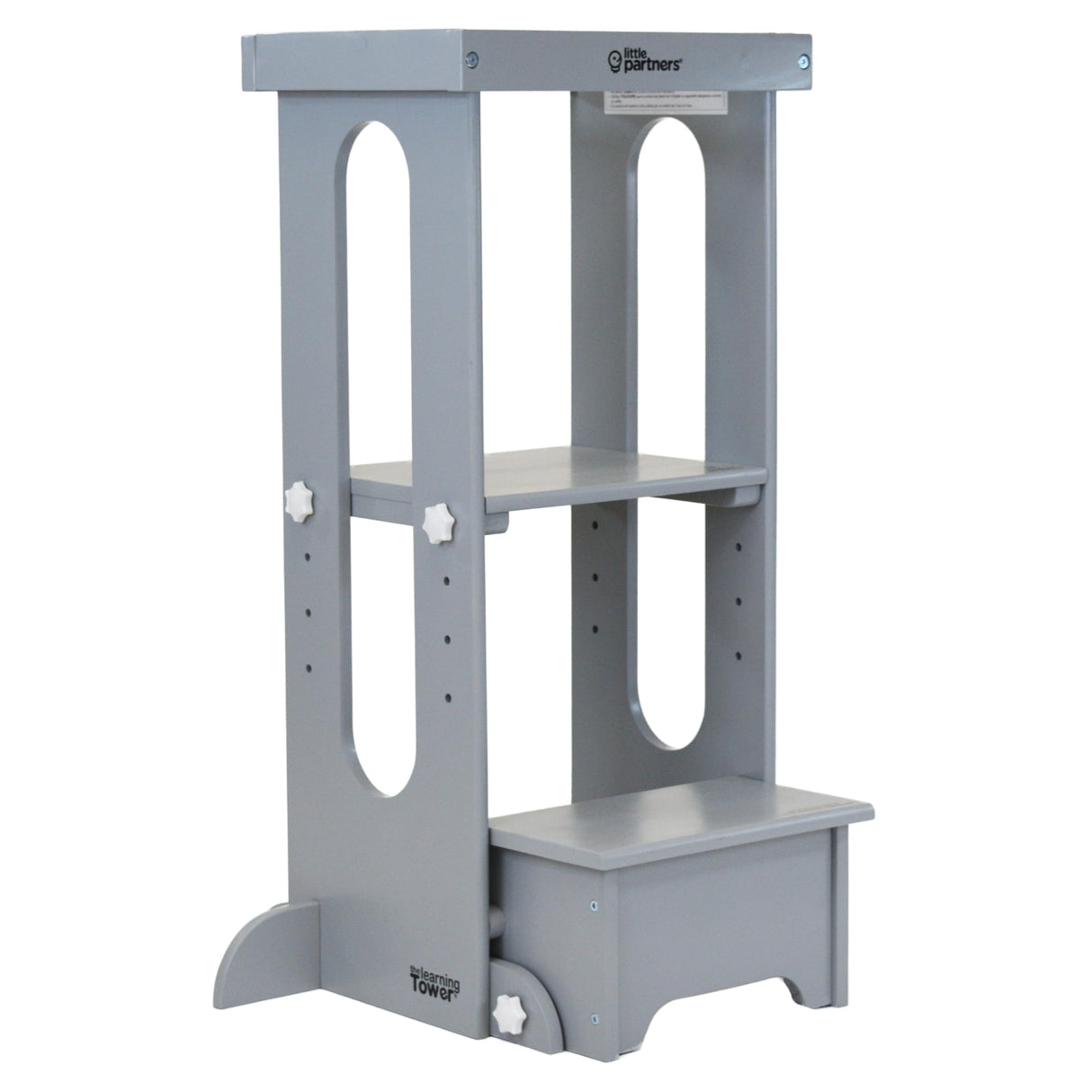 Little Partners Learning Tower Toddler Tower, Explore 'N Store Montessori Kitchen Tower for Cooking and Learning, 22.28" L x 19.56" W x 33.50" H, Ages 2 to 6 (Silver Drop) Little Partners