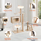 CASSAIO Cat Tree for Indoor Cats Modern Cat Tree Wood Cat Tower with Large Space Capsule Cat Condo with Sisal Scratching Post and Funny Toy Cat Furniture Activity Center 55.5 inch CASSAIO