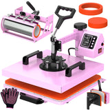 12x15 Heat Press with 30 OZ Tumbler Attachment, 5 in 1 Heat Press Machine for T Shirts, Tumblers Glass Cans Mugs Hats and Plates EnjoyColor