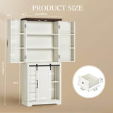 DWVO 71" Kitchen Pantry with Sliding Barn Door & Storage Drawers, Farmhouse Tall Storage Hutch Cabinet with Adjustable Shelves, Versatile Organizers for Living Room, Dining Room, Hallway, Off White DWVO