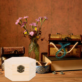 Cabilock Plain Unfinished Box, Hexagon Unpainted Wooden Jewelry Box Container, Wood DIY Storage Chest Treasure Case with Locking Clasp for Crafts, Art, Hobbies, Projects Cabilock