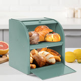 Olebes Bread Box, Metal Bread Box For Kitchen Countertop, Bread Storage Container Holds 2 Loaves Of Bread, High Capacity Breadbox, Bread Holder Suit Farmhouse Kitchen Decor For Counter Olebes