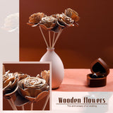 Hotop 5 Sets 5th Year Anniversary Wooden Rose Bouquet Artificial Wood Flower with Sticks Wedding Party Gift Label with Twine for Couple Gifts Women Home Centerpieces DIY Decoration Hotop
