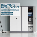 MIIIKO Home Office Storage Cabinet with Shelves and Doors, Metal Utility Cabinets with 2 Locking Doors and 5 Shelves, Tall Steel Locker Cabinets or Garage, Kithen, Pantry and Classroom MIIIKO