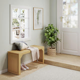 ROOMTEC 35" Dining Bench, Indoor Wood Bench for Entryway,Living Room,Kitchen and Bedroom (Nature, Long Bench) ROOMTEC