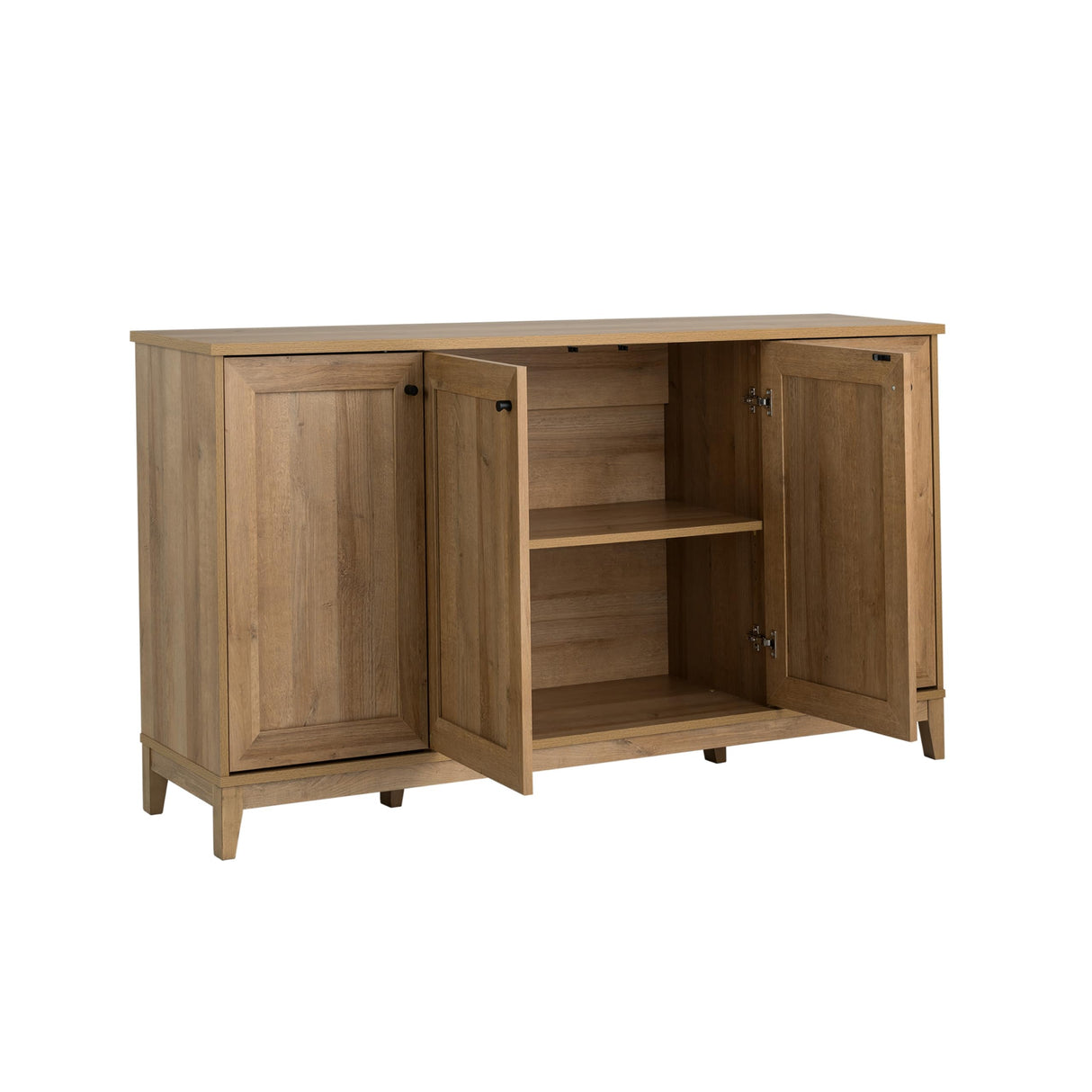Prepac Yaletown 4 Panel Door Console Table with Storage, Oak Storage Cabinet with Doors and Shelves, Sideboard Storage Cabinet 60" W x 32" H x 16" D, OCBG-2220-1 Prepac