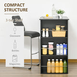 HOMCOM Stylish Black Bar Table with 3-Tier Storage Shelves for Kitchen and Dining Spaces HOMCOM
