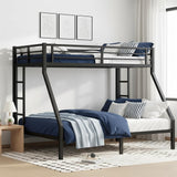ICIUIOIR Twin XL Over Queen Bunk Bed Frame for Kids & Adults – Adult Metal Bunk Beds, Heavy Duty Frame, Literas para Niños, Camarotes, Bunk Bed with Stairs (No Box Spring Needed) (Black) ICIUIOIR