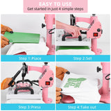 Lya Vinyl 12" x 10" Heat Press Machine, High Pressure Heat Press Machine for T-Shirt, Digital Industrial Sublimation Printer for Heat Transfer Vinyl (Pink) Lya Vinyl