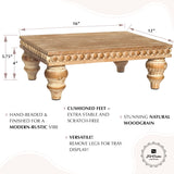 Decorative Tray Stand Display Riser - Wooden Tiered Tray Decor for Tabletop Use, Kitchen Island, Coffee Bar - Farmhouse Wood Risers, Beaded Pedestal Stand Farmhouse Kitchen Decor (Rustic Brown) Felt Creative Home Goods