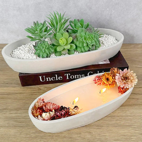 Large Candle Vessel Silicone Mold Oval Bowl Resin Molds, Creative Silicone Candle Vessels Pot Molds, Storage Tray Container Mold DIY for Candle Making Supplies Scented Candles Soaps Making or Storage Ainvhh