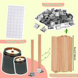 Wood Wicks for Candles Making,50pcs Wooden Candle Wicks,50pcs Wick Stickers,for Soy Wax, Beeswax, Coconut Wax - DIY Candle Making Supplies for Beginners & Professionals Blingfun
