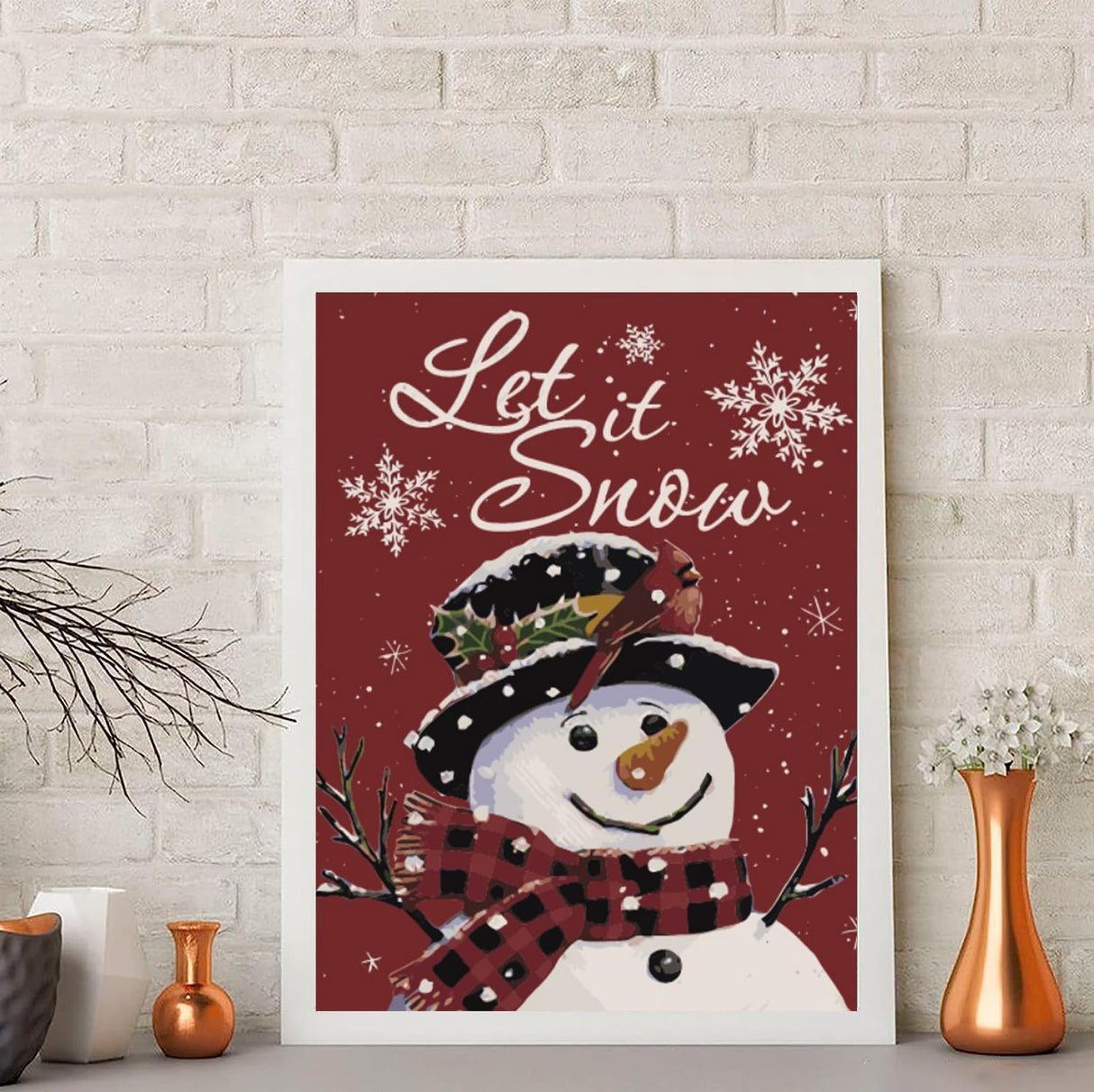 SOTYIOO Christmas Diamond Painting Kits for Adults.Snowman Diamond Art Full Drill Round Gem Art 5D Diamond Dots Suitable Home Wall Decor 12x16inch SOTYIOO